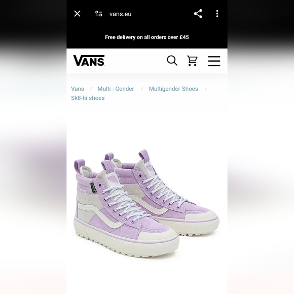 Vans MTE-2 Sk8-Hi DR Shoes Purple Violet Ice Marshmallow NIB Rare UK Mens 9.5 - Picture 6 of 7